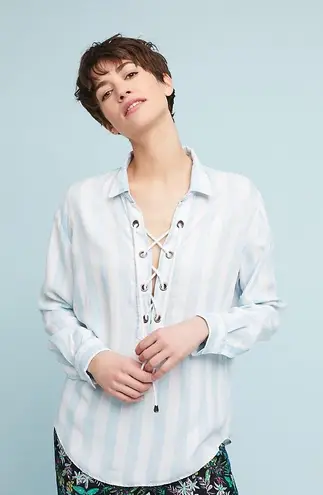 Rails Striped Long Sleeve Lace Up Shirt