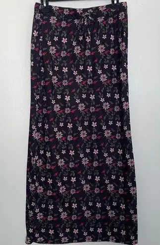 Bongo Pink and Black Floral Maxi Skirt