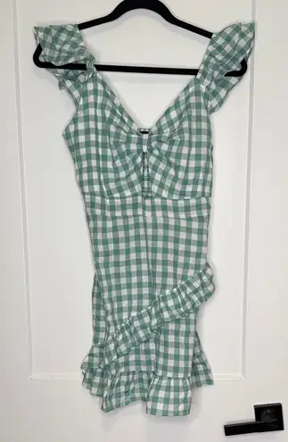 Milk & Honey Seafoam Gingham Ruffle Dress