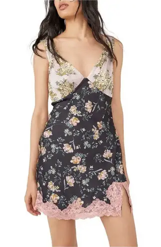 Free People American Rose Slip Dress in Black Combo