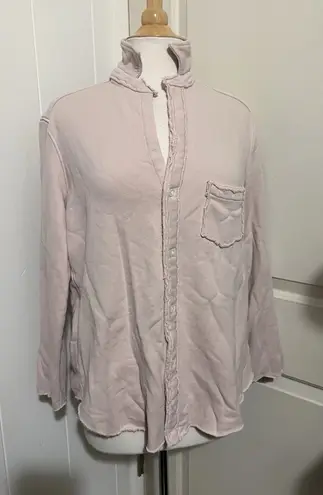 Frank & Eileen EILEEN Triple Fleece Sweater Shacket Button Down Long Sleeve Pink