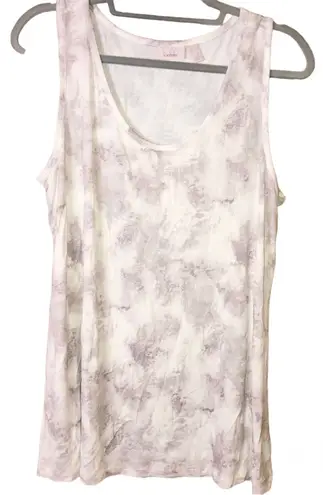 LOGO By Lori Goldstein Logo Layers by Lori Goldstein Sleeveless Tie Dye Tank Top White Grey Size large - Image 1