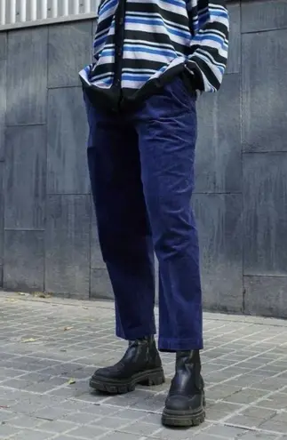 NEW Marni X Uniqlo Corduroy Wide Fit Pleated Pants in Navy Blue Size XS