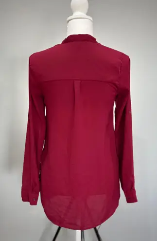 Paper + Tee CLEARANCE! Burgundy Paper Tee 1/2 Zip Blouse Size S EUC
