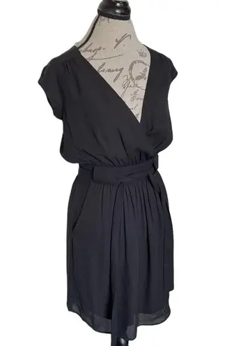 Daniel Rainn DR2 Dress Womens Short Sleeve Black Tied Pleated Evening Night Out