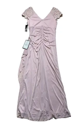 XScape Blush Lace Short Sleeve Embellished Formal Gown | U.S. Woman’s 10