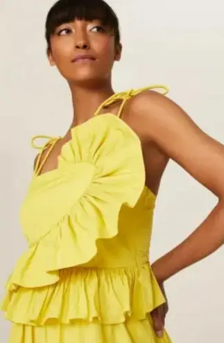 Tanya Taylor NWT Yellow Delphine Ruffle Detail Midi Dress sz 8