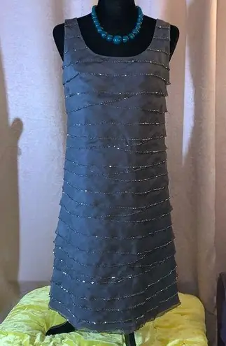 Armani Collezioni NWT Size 38 Silver Beaded Cocktail Dress (Damaged)