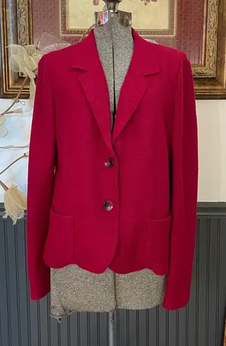 J. Jill Red Wool Blend Textured Blazer – Size Medium 💚🎀