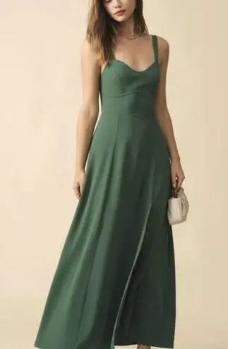 RIHOAS The Solid Color Side Slit Maxi Dress 3 Green Size M