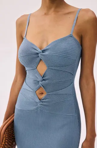 Cult Gaia Zenda front-knot knit mini dress in steel blue size XS extra small
