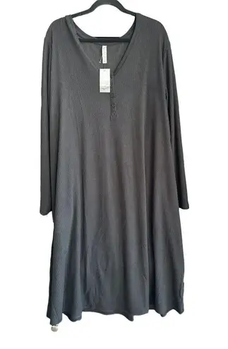 Cacique Lane Bryant  Sleepshirt Nightgown Brushed Rib Long Sleeve Sz 26/28 Black