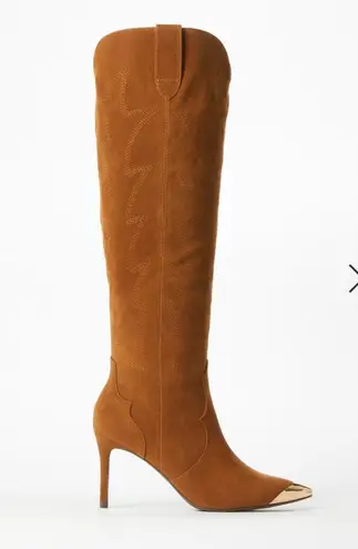 Shoedazzle Suede Heeled Cowgirl Boots