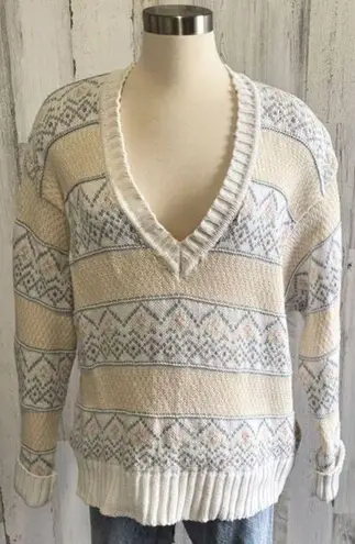 Vintage Pastel Knit Sweater 100% Cotton tennis preppy quiet luxury Large White