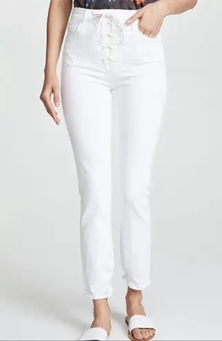 MOTHER Denim MOTHER The Lace Up Dazzler Ankle Chew Jeans Almost Innocent White Size 29