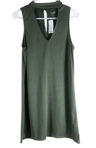 NWT Francesca’s Consuela Mini Dress Womens S Olive Green Choker Shift Minimalist