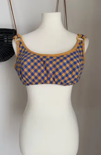 Vintage 1960’s Sears Sea Stars Plaid Groove Mod Bikini Top Blue Size M