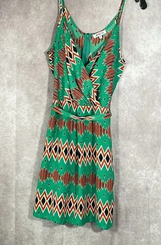 JustFab  Orange & Green Zig Zag V-Neck Tank Dress | Size Medium