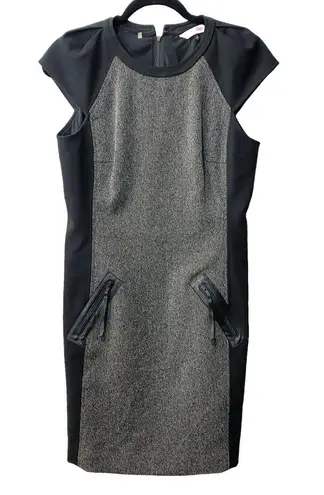 Rebecca Taylor  Gray Black Cap Sleeve Sheath Dress Size 8