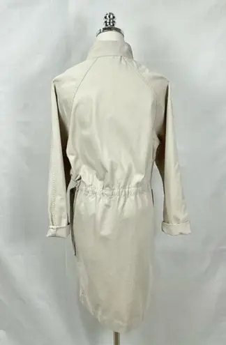 Baldwin Long Utility Jacket in Stone Ladies Sz XS Khaki Neutral Coat Cotton