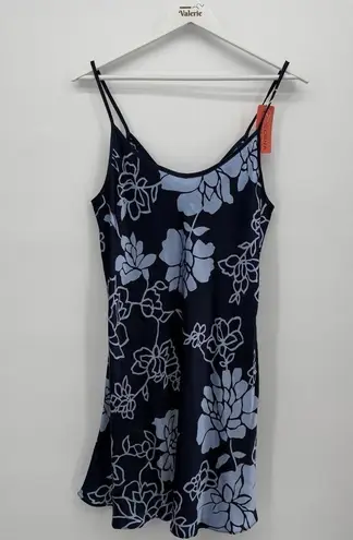 Corna Blue Multi Floral Pattern Satin Slip Mini Dress One Size Fits Most China