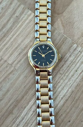 Pierre Cardin Vintage Ladies Watch Diamond Black Dial Two-Tone Bracelet