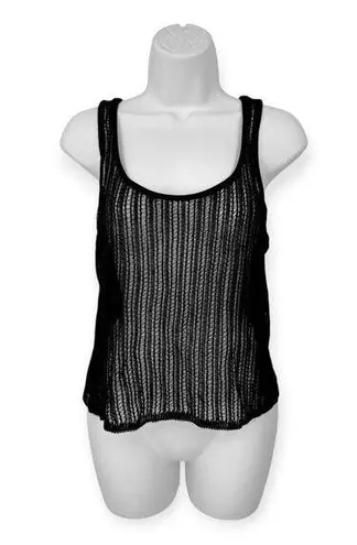 Ellen Tracy Linda Allard x | L | Sexy Black Open Knit Rayon Sheer Cami Tank Top