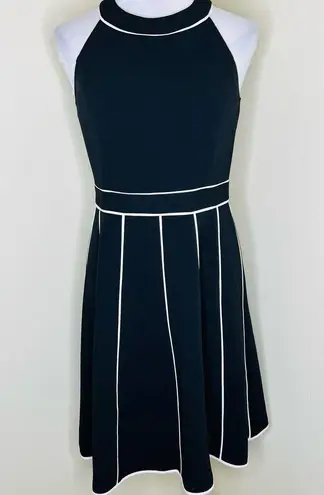 Tommy Hilfiger Dress SMALL Black White Fit & Flare Knee Length Cocktail Modest