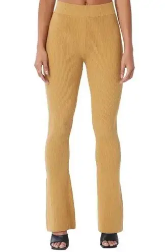 LITA by Ciara Rib Organic Cotton MEDIUM Flare Pants in Iced Coffee NEW Brown