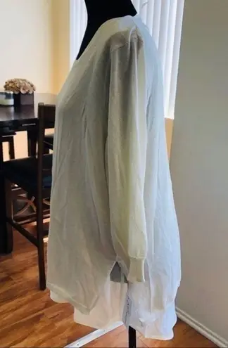 Ny Collection Ivory Solid Sweatshirt Metallic sz L