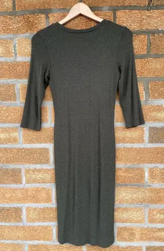 L'Agence Aurora Heathered Olive Henley Dress