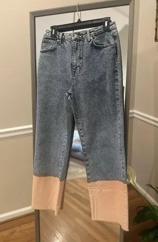 Harper Heritage Francesca’s Ellis Dip Dye Denim Jeans Size 28 High Rise Wide Leg Blue