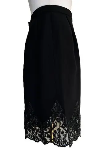 Vintage Beaded Black Skirt Size XS Flapper Gatsby Art Deco Scallop Hem