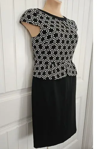 Tahari ASL Arthur S Levine Sheath Dress Peplum Top Size 12 Geometric Career