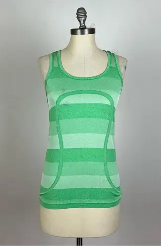 Lululemon  Green Stripe Swiftly Tank Top - Image 2