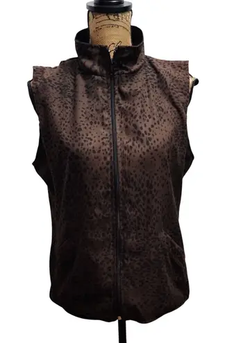 Haley Women's Leopard Print Sleeveless Zip Up Vest Size M Brown Size M