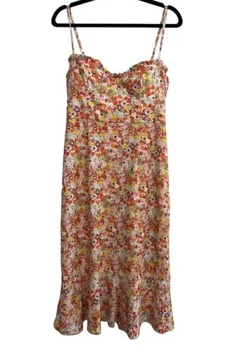 Hutch Selene Floral Bustier Midi Dress Sweetheart in Ditsy Floral Print XL