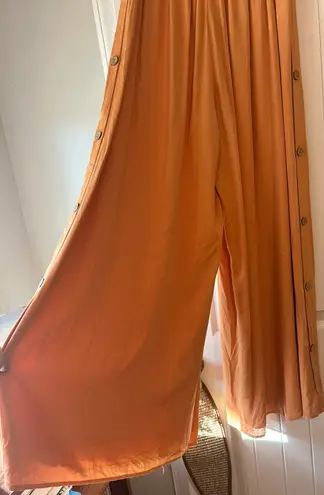 Lulus Orange Side Button Wide-leg Pants