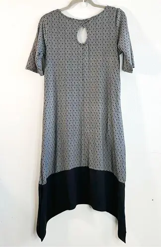 Cuddl Duds Dress Black & White Flexwear Rainbow Hem Lounge Wear Sz S GUC