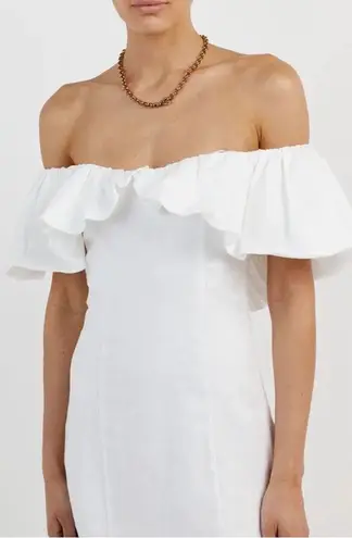 Dissh ISABELLE WHITE LINEN RUFFLE MINI DRESS