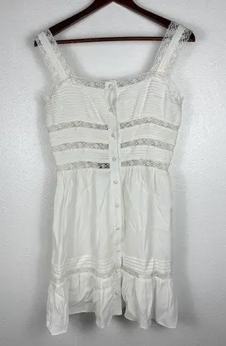 Storia  NWT White Lace Buttons Mini Babydoll Dress Women's Small