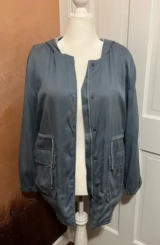 #08 MIA & TESS ARNOK SLATE BLUE LIGHTWEIGHT HOOD UTILITY JACKET SIZE MEDIUM NWT