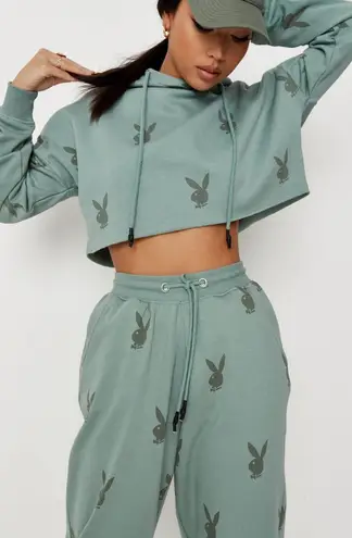 Playboy Bunny Cropped Hoodie And Sweatpants Set