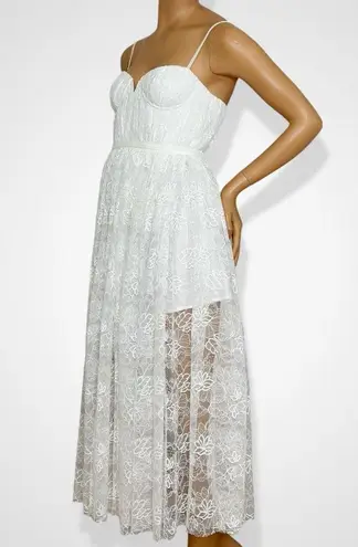 SAU LEE Selena Floral Lace Midi Dress, White, 0 (US) White