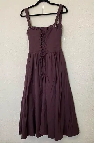 House Of CB  'Tatiana' Rich Brown Midi Sundress strappy corset back NWOT size XS