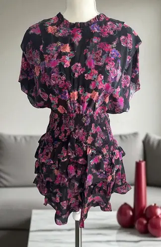 IRO Black Floral Drop Waist Dress Size 38/ US 6