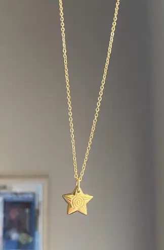 Handmade grunge y2k star swirl fully gold stainless steel chain necklace💫🌀