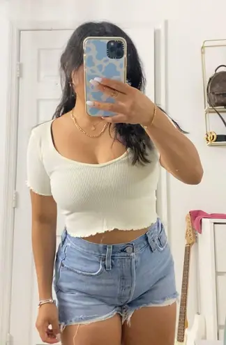 ZARA Ribbed V-Neck Top