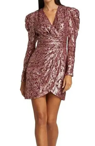 NEW Jonathan Simkhai Silk Metallic Bubble Sleeve Dress Sienna Bubble Gum Size 8 Red