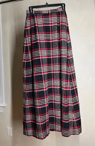 Vintage Red & Black Plaid Maxi Fringe Skirt|Emily M|Size:9/10|cottagecore|70s Size undefined